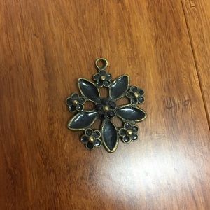 Vintage Black Flower Pendant.